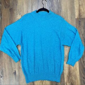 Vintage soft wool turquoise mock neck oversized sweater size medium to large